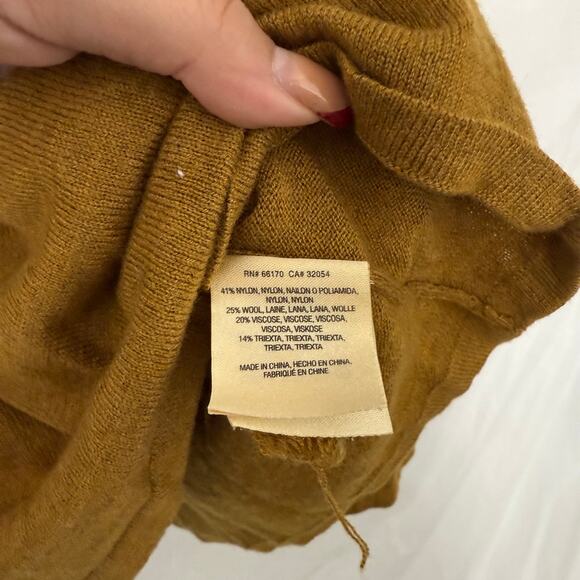 Anthropologie Knitted Knotted Long Bell Sleeve Top Mustard Yellow Women's Small - Picture 6 of 6